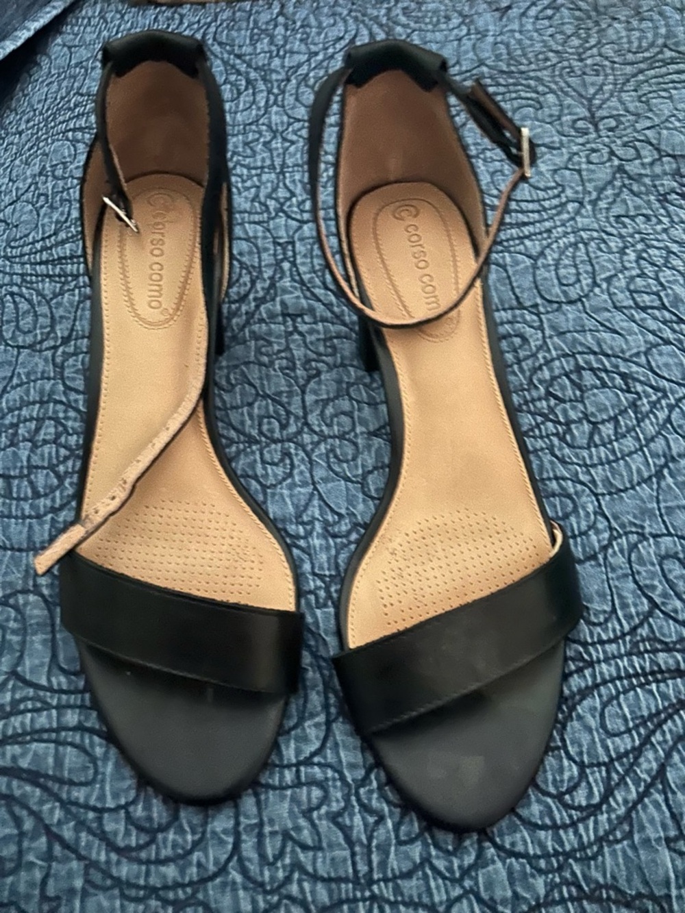 Corso Como Black Open-Toe Ankle-Strap Sandals.